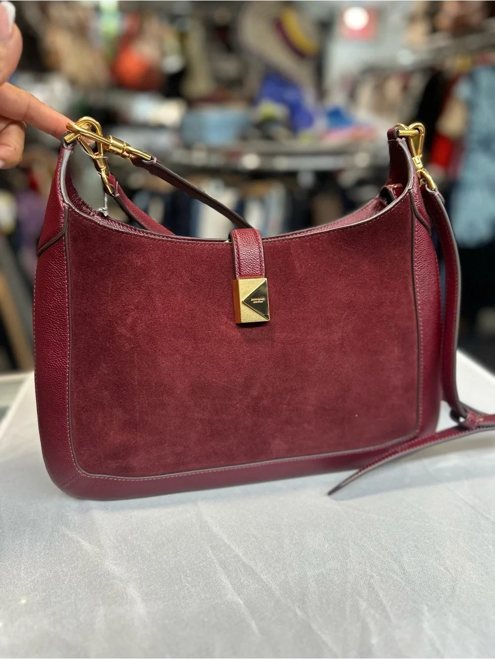 kate spade new york Deco Pebbled Leather & Suede Hobo Bag. New no tag. Color win